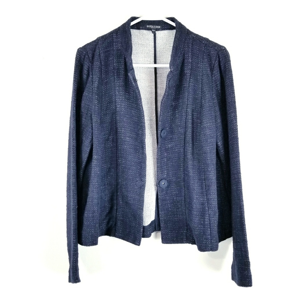 Eileen Fisher Womens M Jacket Blazer Linen Cotton
